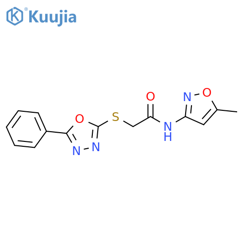 N-(5-methyl-1,2-oxazol-3-yl)-2-(5-phenyl-1,3,4-oxadiazol-2-yl)sulfanylacetamide structure