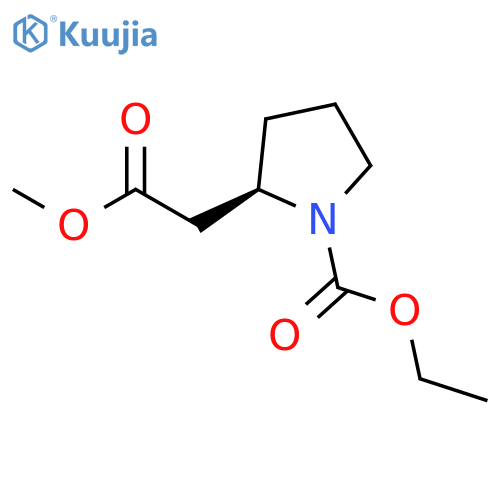 2-Pyrrolidineacetic acid, 1-(ethoxycarbonyl)-, methyl ester, (2R)- structure