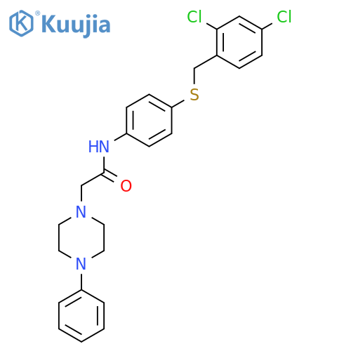 N-(4-[(2,4-Dichlorobenzyl)sulfanyl]phenyl)-2-(4-phenylpiperazino)acetamide structure