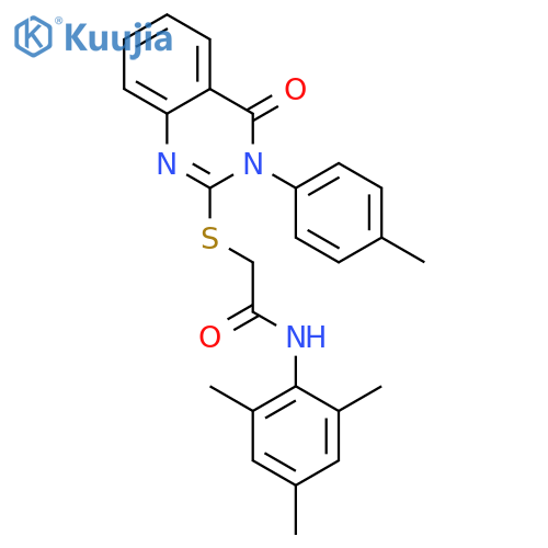 <br>2-{[3-(4-methylphenyl)-4-oxo-3,4-dihydroquinazolin-2-yl]sulfanyl}-N-(2,4,6- trimethylphenyl)acetamide structure