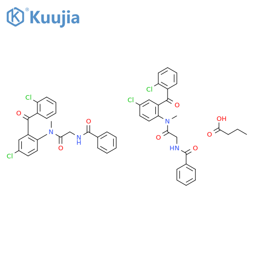 butanoic acid - N-{2-[{4-chloro-2-[(2-chlorophenyl)carbonyl]phenyl}(methyl)amino]-2-oxoethyl}benzamide (1:2) structure
