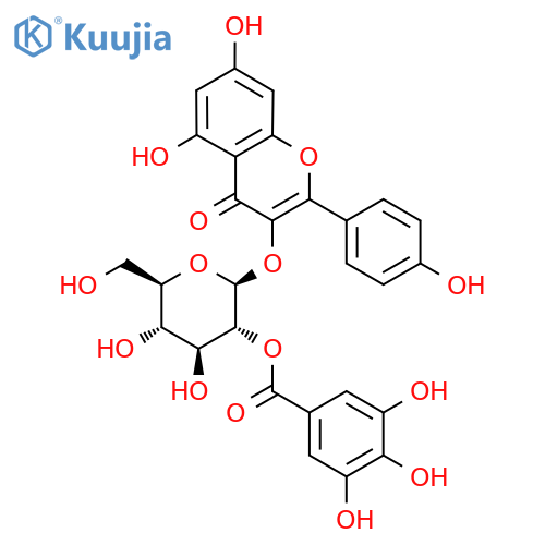 5,7-dihydroxy-2-(4-hydroxyphenyl)-4-oxo-4H-chromen-3-yl 2-O-[(3,4,5-trihydroxyphenyl)carbonyl]-beta-D-glucopyranoside structure