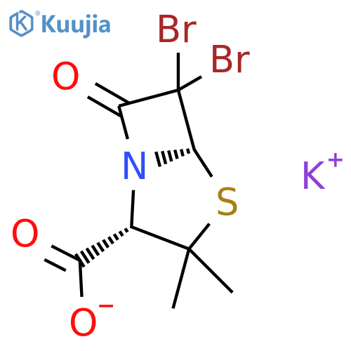 4-Thia-1-azabicyclo[3.2.0]heptane-2-carboxylicacid, 6,6-dibromo-3,3-dimethyl-7-oxo-, potassium salt, (2S-cis)- (9CI) structure