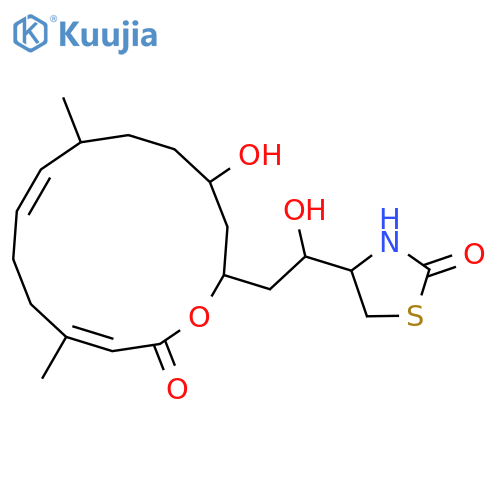 4-{1-hydroxy-2-[(8Z,12E)-4-hydroxy-7,12-dimethyl-14-oxooxacyclotetradeca-8,12-dien-2-yl]ethyl}-1,3-thiazolidin-2-one structure