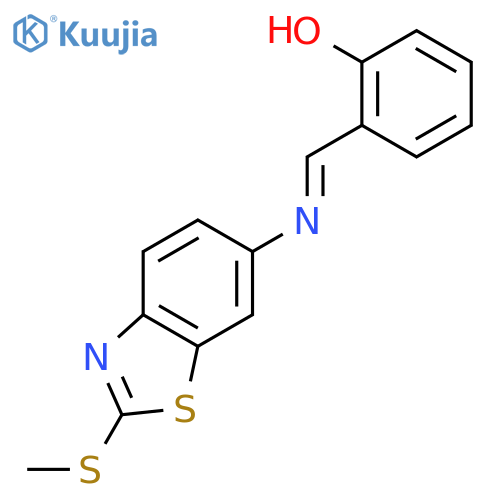 Phenol,2-[[[2-(methylthio)-6-benzothiazolyl]imino]methyl]- structure