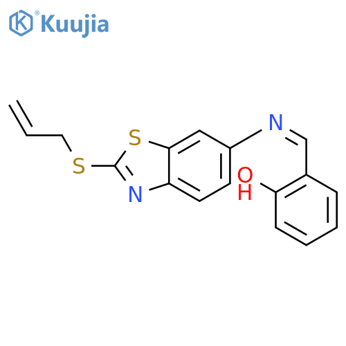 (6Z)-6-({[2-(prop-2-en-1-ylsulfanyl)-1,3-benzothiazol-6-yl]amino}methylidene)cyclohexa-2,4-dien-1-one structure