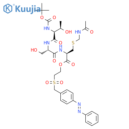 L-Cysteine,S-[(acetylamino)methyl]-N-[N-[N-[(1,1-dimethylethoxy)carbonyl]-L-threonyl]-L-seryl]-,2-[[[4-(phenylazo)phenyl]methyl]sulfonyl]ethyl ester (9CI) structure