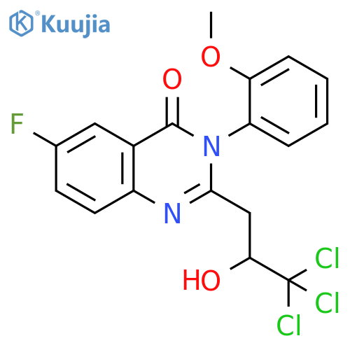 4(3H)-Quinazolinone,6-fluoro-3-(2-methoxyphenyl)-2-(3,3,3-trichloro-2-hydroxypropyl)- structure