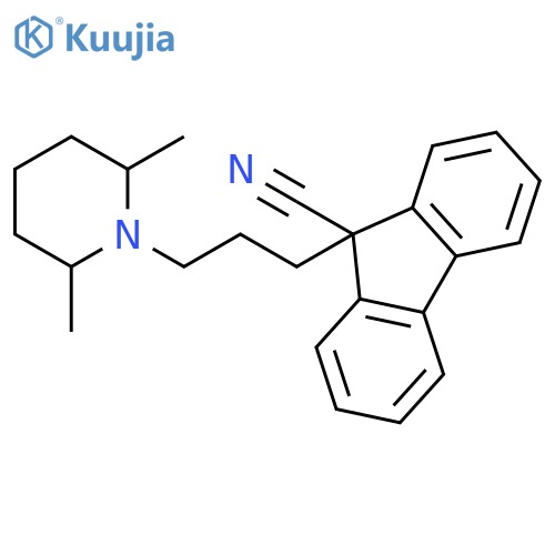 9H-FLUORENE-9-CARBONITRILE, 9-[3-(2,6-DIMETHYL-1-PIPERIDINYL)PROPYL]- structure