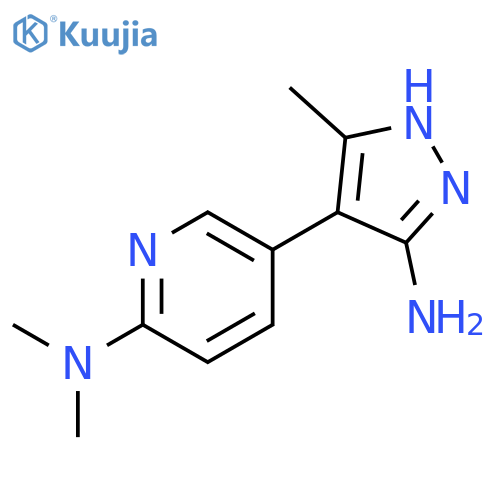 2-Pyridinamine, 5-(5-amino-3-methyl-1H-pyrazol-4-yl)-N,N-dimethyl- structure