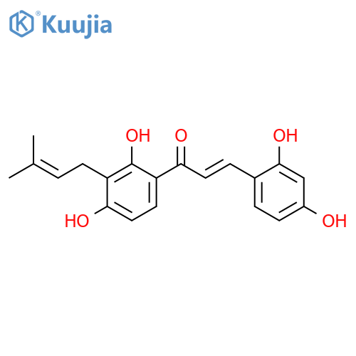 2-Propen-1-one,1-[2,4-dihydroxy-3-(3- methyl-2-butenyl)phenyl]-3-(2,4-dihydroxyphenyl)-,(2E)- structure
