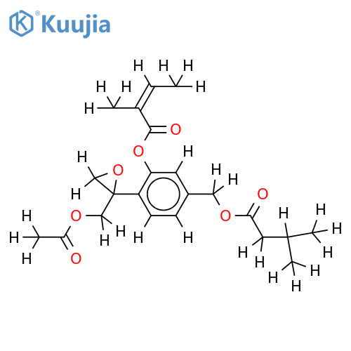 3-Angeloyl,7-(3-methylbutanoyl),8-Ac-9,10-Epoxy-P-mentha-1,3,5-triene-3,7,8-triol structure