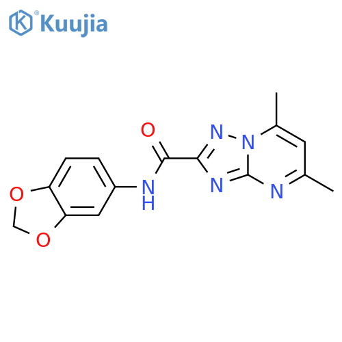 <br>5,7-Dimethyl-[1,2,4]triazolo[1,5-a]pyrimidine-2-carboxylic acid benzo[1,3]d ioxol-5-ylamide structure