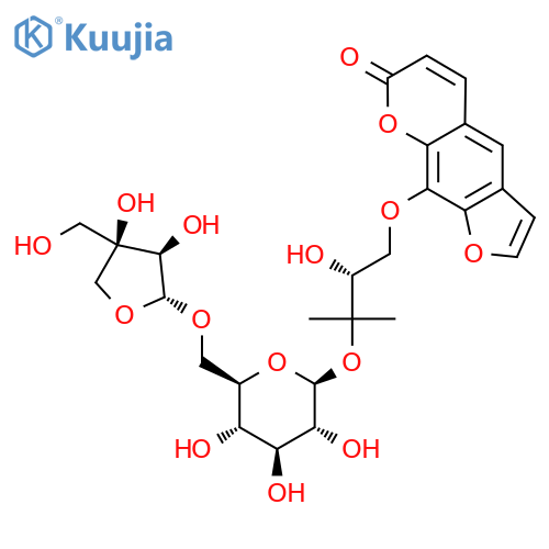 Heraclenol 3'-O-[beta-D-apiofuranosyl-(1-6)-beta-D-glucopyranoside] structure