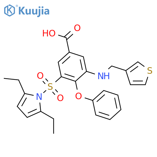 Benzoic acid,3-[(2,5-diethyl-1H-pyrrol-1-yl)sulfonyl]-4-phenoxy-5-[(3-thienylmethyl)amino]- structure