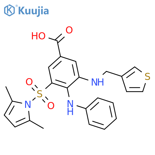 Benzoic acid,3-[(2,5-dimethyl-1H-pyrrol-1-yl)sulfonyl]-4-(phenylamino)-5-[(3-thienylmethyl)amino]- structure