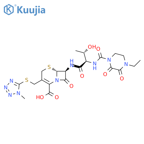 (6R,7S)-7-[[(2R,3S)-2-[(4-Ethyl-2,3-dioxopiperazine-1-carbonyl)amino]-3-hydroxybutanoyl]amino]-3-[(1-methyltetrazol-5-yl)sulfanylmethyl]-8-oxo-5-thia-1-azabicyclo[4.2.0]oct-2-ene-2-carboxylic acid structure