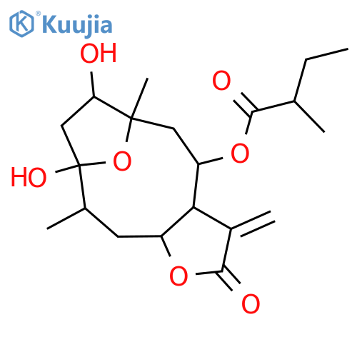 2-Methylbutanoic acid [dodecahydro-7,9-dihydroxy-6,10-dimethyl-3-methylene-2-oxo-6,9-epoxycyclodeca[b]furan-4-yl] ester structure