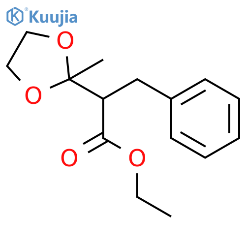 Ethyl 2-(2-methyl-1,3-dioxolan-2-yl)-3-phenylpropanoate structure