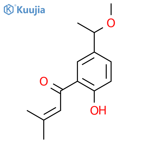 1-(2-hydroxy-5-(1-methoxyethyl)phenyl)-3-methylbut-2-en-1-one structure