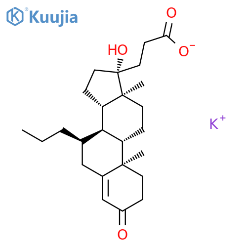 Pregn-4-ene-21-carboxylicacid, 17-hydroxy-3-oxo-7-propyl-, potassium salt (1:1), (7a,17a)- structure