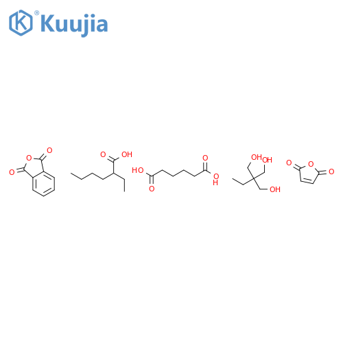 Hexanedioic acid, polymer with 2-ethyl-2-(hydroxymethyl)-1,3-propanediol, 2,5-furandione and 1,3-isobenzofurandione, 2-ethylhexanoate structure