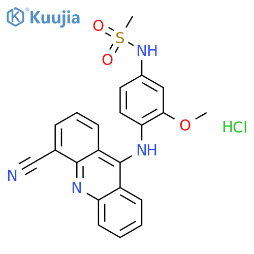 Methanesulfonamide,N-[4-[(4-cyano-9-acridinyl)amino]-3-methoxyphenyl]-, hydrochloride (1:1) structure