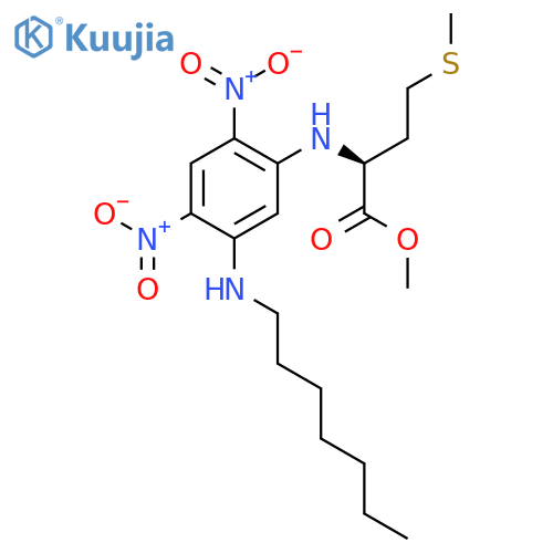 L-METHIONINE, N-[5-(HEPTYLAMINO)-2,4-DINITROPHENYL]-, METHYL ESTER structure