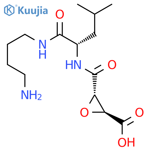2-Oxiranecarboxylicacid,3-[[[(1S)-1-[[(4-aminobutyl)amino]carbonyl]-3-methylbutyl]amino]carbonyl]-,(2S,3S)- structure