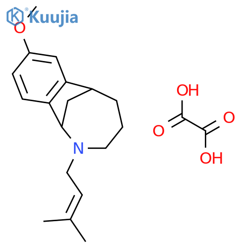 8-methoxy-2-(3-methylbut-2-en-1-yl)-1,2,3,4,5,6-hexahydro-1,6-methano-2-benzazocine ethanedioate structure