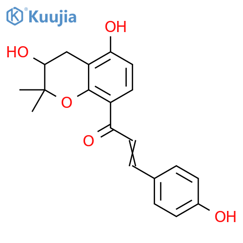 2-Propen-1-one, 1-(3,4-dihydro-3,5-dihydroxy-2,2-dimethyl-2H-1-benzopyran-8-yl)-3-(4-hydroxyphenyl)- structure