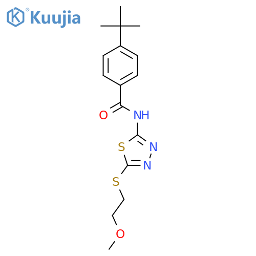 <br>4-tert-butyl-N-{5-[(2-methoxyethyl)sulfanyl]-1,3,4-thiadiazol-2-yl}benzamid e structure