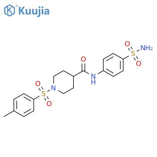 1-(4-methylbenzenesulfonyl)-N-(4-sulfamoylphenyl)piperidine-4-carboxamide structure