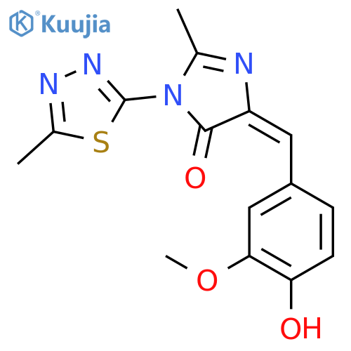 (5Z)-5-[(4-hydroxy-3-methoxyphenyl)methylidene]-2-methyl-3-(5-methyl-1,3,4-thiadiazol-2-yl)-3,5-dihydro-4H-imidazol-4-one structure