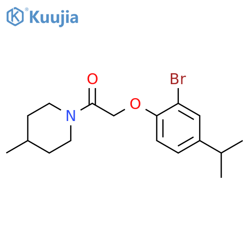 2-2-bromo-4-(propan-2-yl)phenoxy-1-(4-methylpiperidin-1-yl)ethan-1-one structure