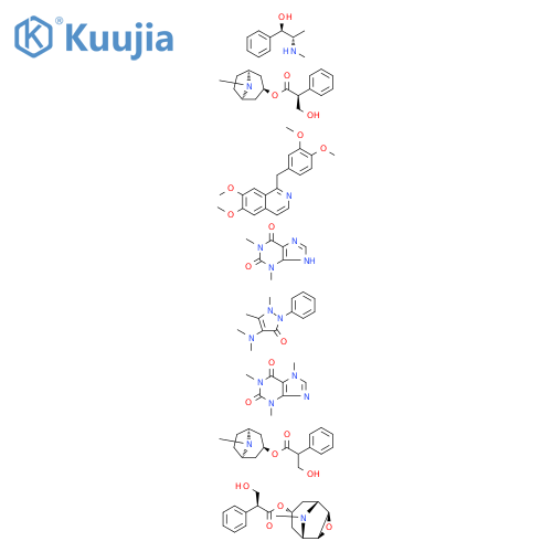 Benzeneacetic acid, α-(hydroxymethyl)-, 8-methyl-8-azabicyclo[3.2.1]oct-3-yl ester, [3(S)-endo]-, mixt. with 3,7-dihydro-1,3-dimethyl-1H-purine-2,6-dione, 3,7-dihydro-1,3,7-trimethyl-1H-purine-2,6-dione, 1-[(3,4-dimethoxyphenyl)methyl]-6,7-dimethoxyisoquinoline, 4-(dimethylamino)-1,2-dihydro-1,5-dim... structure