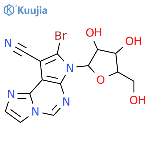 8-bromo-7-pentofuranosyl-7H-imidazo[1,2-c]pyrrolo[3,2-e]pyrimidine-9-carbonitrile structure
