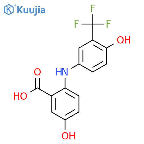 Benzoic acid,5-hydroxy-2-[[4-hydroxy-3-(trifluoromethyl)phenyl]amino]- structure