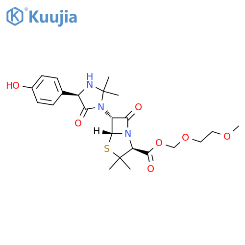 4-Thia-1-azabicyclo[3.2.0]heptane-2-carboxylic acid, 6-[(4R)-4-(4-hydroxyphenyl)-2,2-dimethyl-5-oxo-1-imidazolidinyl]-3,3-dimethyl-7-oxo-, (2-methoxyethoxy)methyl ester, (2S,5R,6R)- structure