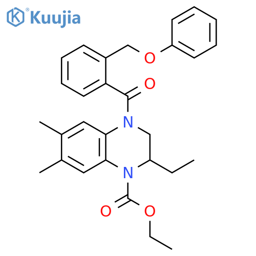 1(2H)-Quinoxalinecarboxylic acid,2-ethyl-3,4-dihydro-6,7-dimethyl-4-[2-(phenoxymethyl)benzoyl]-, ethylester structure