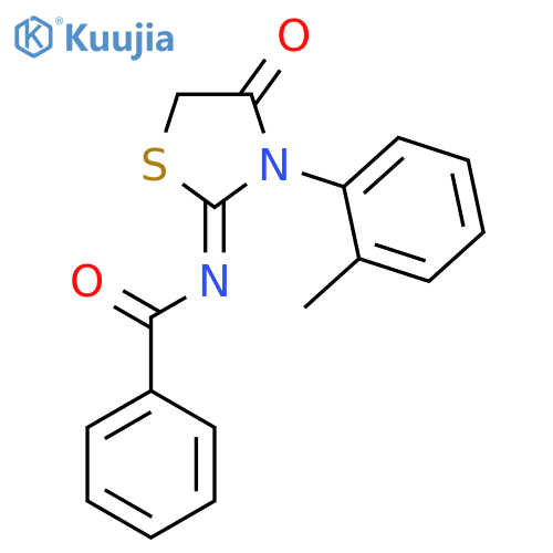 Benzamide, N-[3-(2-methylphenyl)-4-oxo-2-thiazolidinylidene]- structure