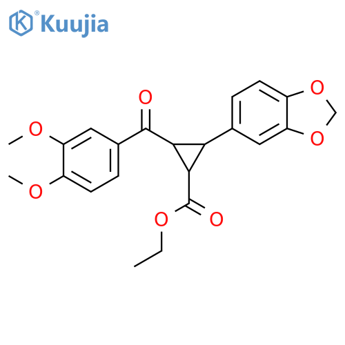 Cyclopropanecarboxylic acid, 2-(1,3-benzodioxol-5-yl)-3-(3,4-dimethoxybenzoyl)-, ethyl ester structure