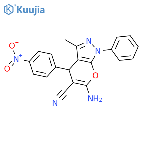 6-amino-3-methyl-4-(4-nitrophenyl)-1-phenyl-1H,4H-pyrano2,3-cpyrazole-5-carbonitrile structure