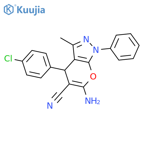 Pyrano[2,3-c]pyrazole-5-carbonitrile,6-amino-4-(4-chlorophenyl)-1,4-dihydro-3-methyl-1-phenyl- structure
