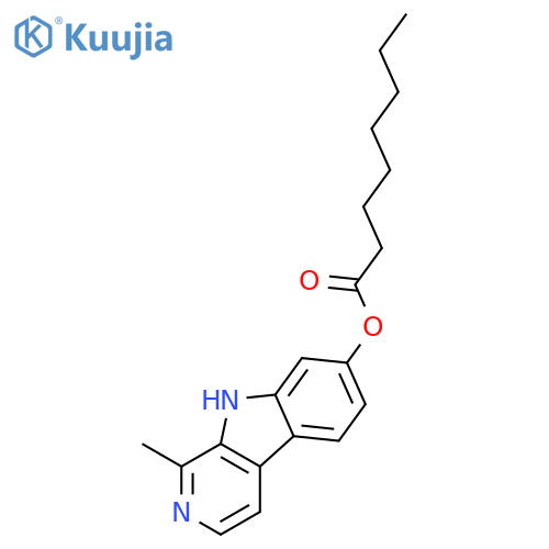 Octanoic acid, 1-methyl-9H-pyrido[3,4-b]indol-7-yl ester structure