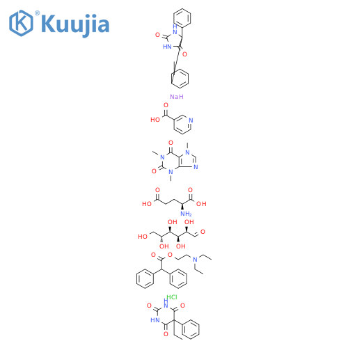 L-Glutamic acid, mixt. with 2-(diethylamino)ethyl α-phenylbenzeneacetate hydrochloride, 3,7-dihydro-1,3,7-trimethyl-1H-purine-2,6-dione, 5,5-diphenyl-2,4-imidazolidinedione monosodium salt, 5-ethyl-5-phenyl-2,4,6(1H,3H,5H)-pyrimidinetrione, D-glucose and 3-pyridinecarboxylic acid (9CI) structure