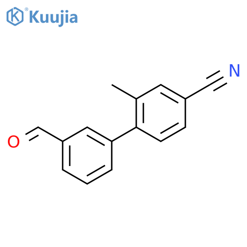 [1,1'-Biphenyl]-4-carbonitrile, 3'-formyl-2-methyl- structure