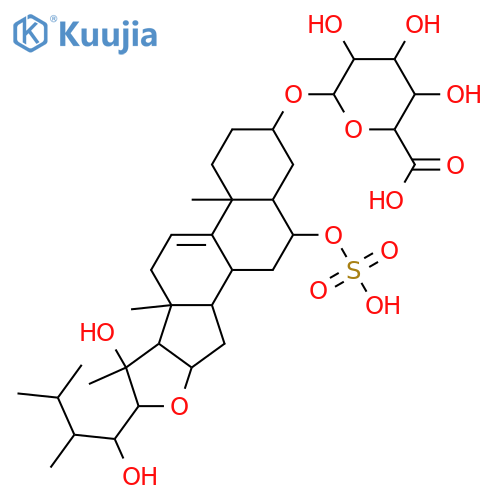 16,22-Epoxyergost-9(11)-ene-3,6,20,23-tetrol; (3β,5α,6α,16β,20R,22S,23S,24S)-form, 6-Sulfate, 3-O-β-D-glucuronopyranoside structure