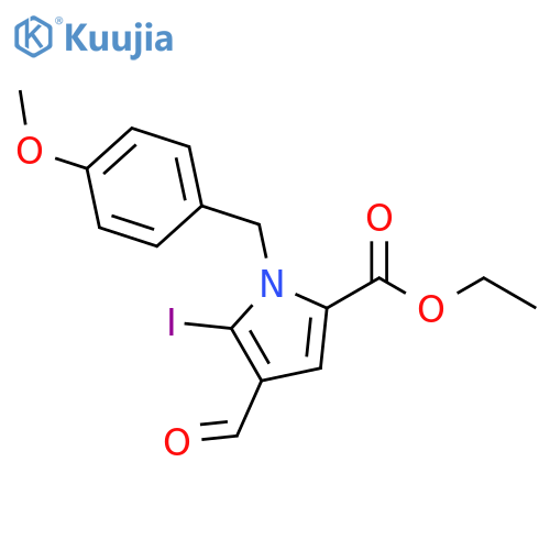 1H-Pyrrole-2-carboxylic acid,4-formyl-5-iodo-1-[(4-methoxyphenyl)methyl]-, ethyl ester structure