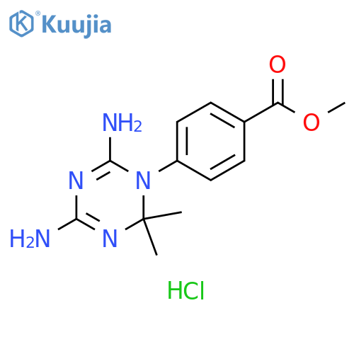 Benzoic acid, 4-(4,6-diamino-2,2-dimethyl-1,3,5-triazin-1(2H)-yl)-, methyl ester, hydrochloride (1:1) structure